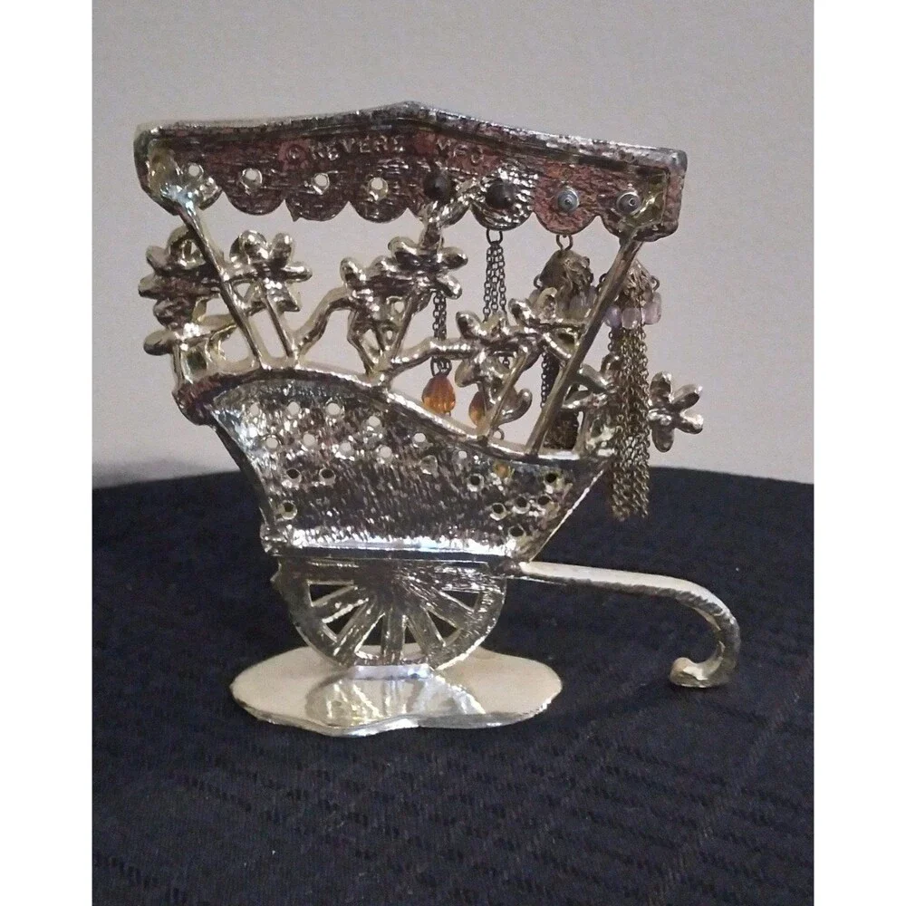 Vintage Cart Of Flowers Earring Holder